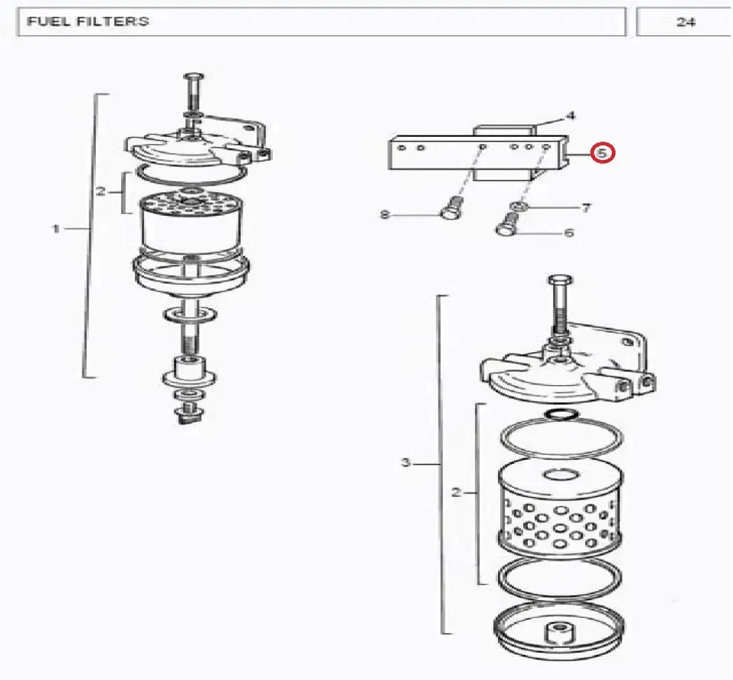 Diagram reference for Millat Massey Ferguson Tractor Spare Part 7 BRACKET FUEL FILTER 1950071195007 - Massey Ferguson tractor spare part
