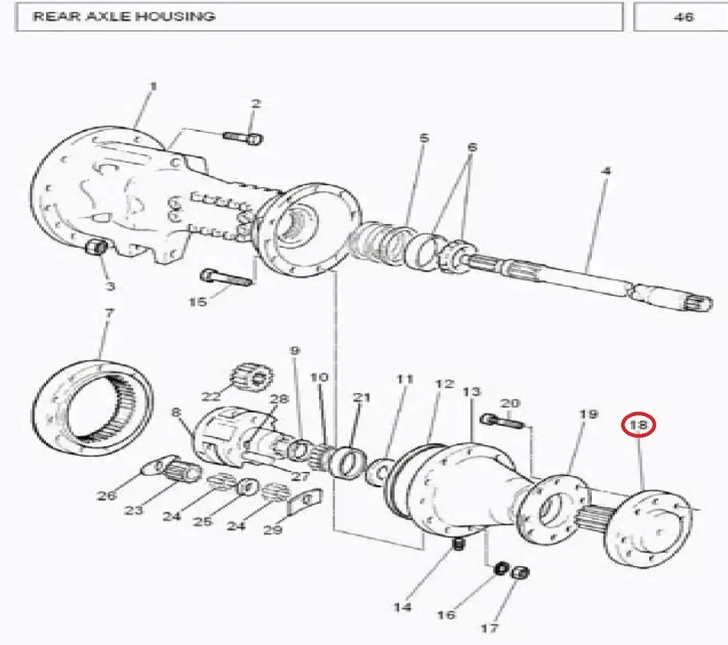 Diagram reference for Millat Massey Ferguson Tractor Spare Part 9 AXLEWHEEL MF 360 1050191105019 - Massey Ferguson tractor spare part