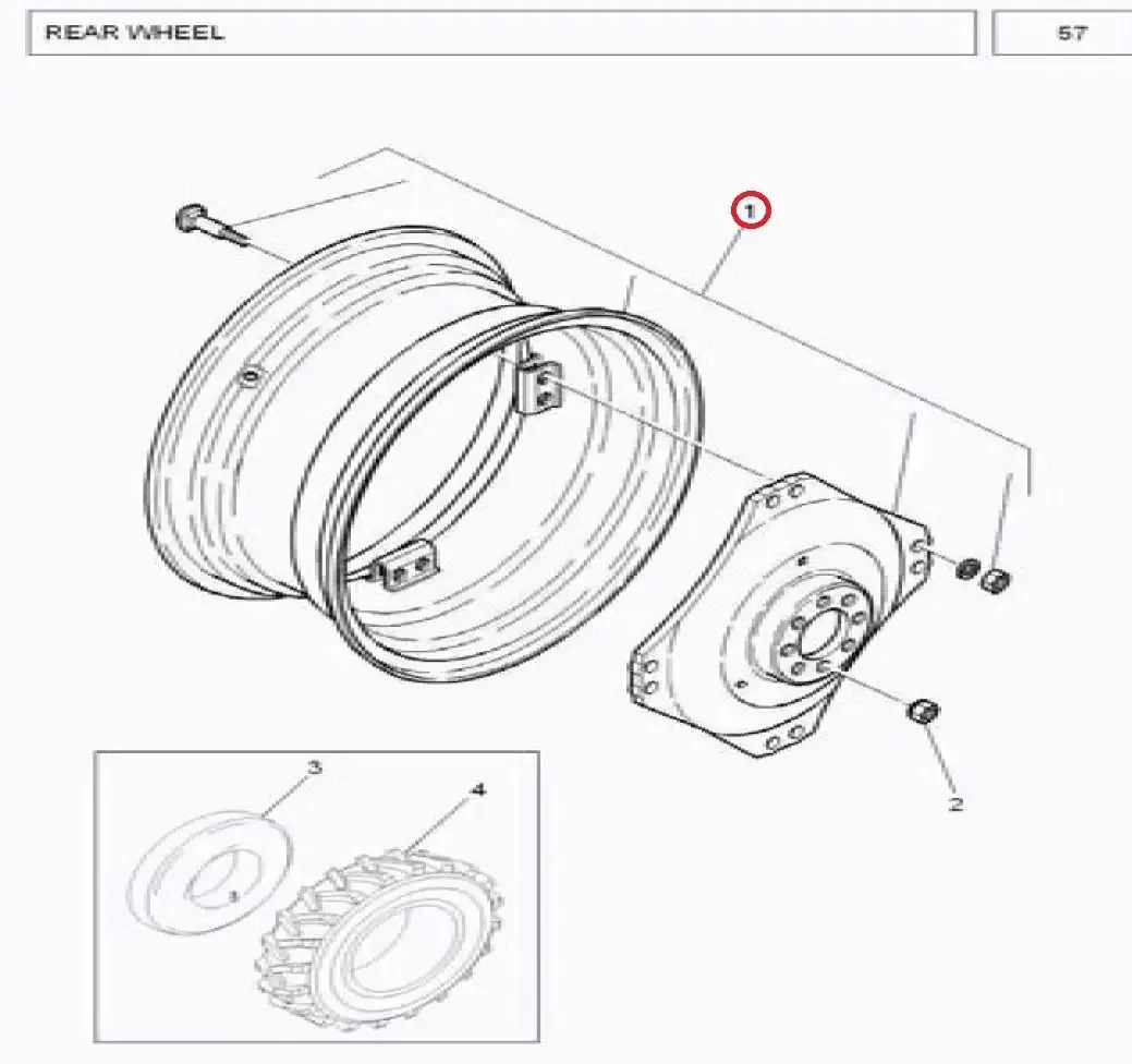 Diagram reference for Millat Massey Ferguson Tractor Spare Part 1 RIMREAR MF 385 15300111688556 - Massey Ferguson tractor spare part