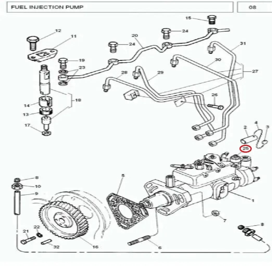 Diagram reference for Millat Massey Ferguson Tractor Spare Part NIPPLEFUELCUTOFF ROD 130971624931116249311 - Massey Ferguson tractor spare part
