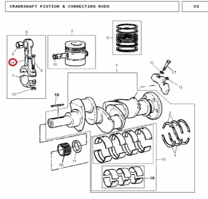 Diagram reference for Millat Massey Ferguson Tractor Spare Part ROD CON 240 - Massey Ferguson tractor spare part