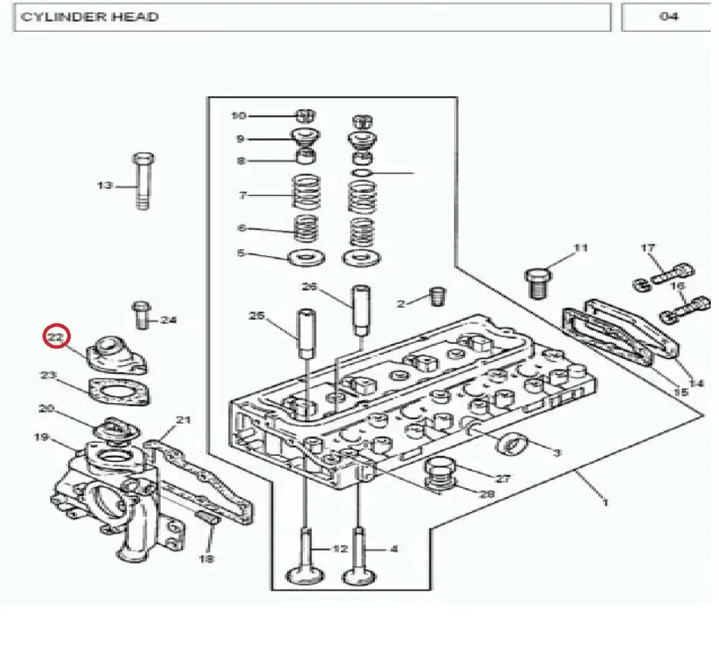 Diagram reference for Millat Massey Ferguson Tractor Spare Part 6 CYLHEADCONNECTION 38518303613764 X 011 L - Massey Ferguson tractor spare part