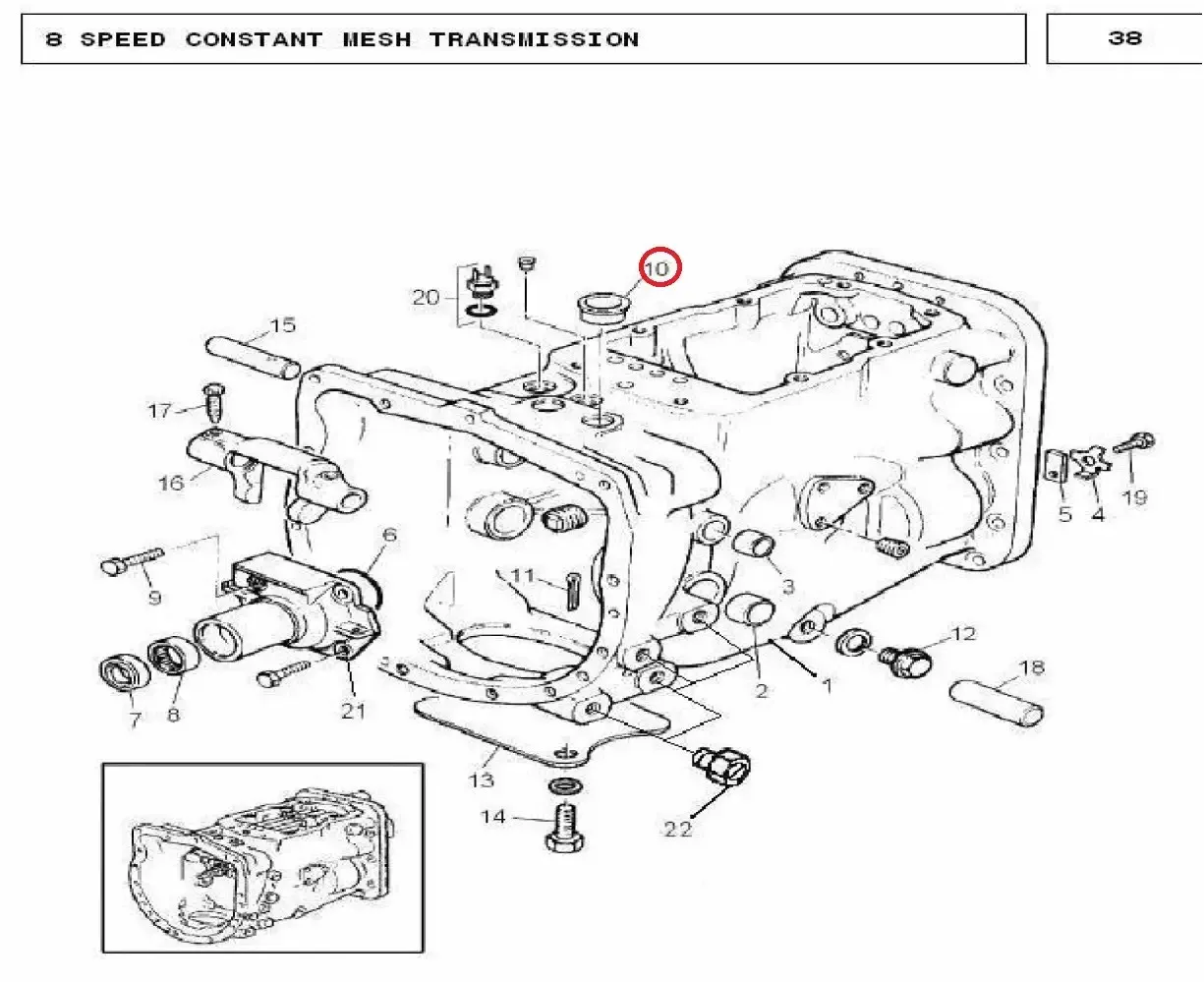 Diagram reference for Millat Massey Ferguson Tractor Spare Part PLUG GEAR BOX 121251894685 - Massey Ferguson tractor spare part