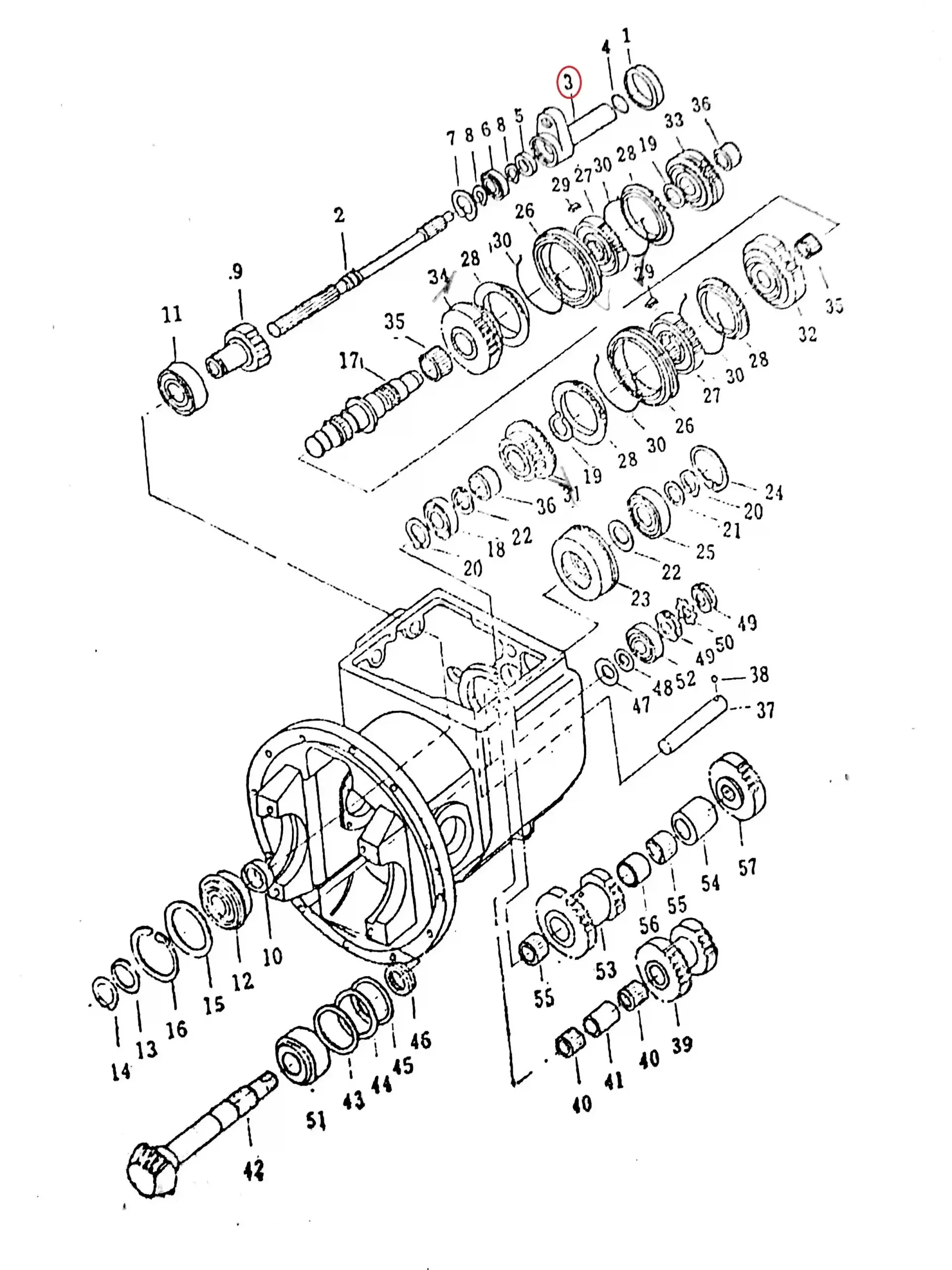 Diagram reference for Millat Massey Ferguson Tractor Spare Part 5 RETAINER BEA RING 12102581200342102 H - Massey Ferguson tractor spare part