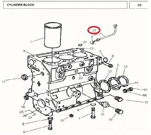 Diagram reference for Millat Massey Ferguson Tractor Spare Part PIPE BLOCKMEEMKAMAN 18016135568319 - Massey Ferguson tractor spare part
