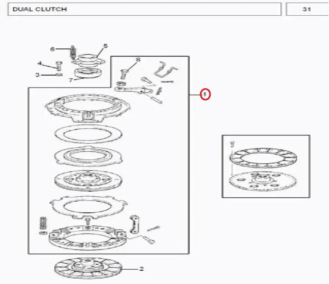 Diagram reference for Millat Massey Ferguson Tractor Spare Part COVER CLUTCH 2404604011867438 - Massey Ferguson tractor spare part