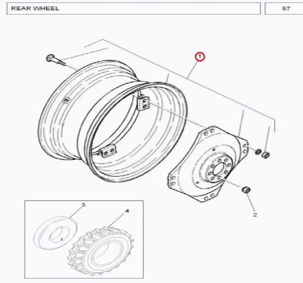 Diagram reference for Millat Massey Ferguson Tractor Spare Part 1 REARRIM 375 E 1560011156001 - Massey Ferguson tractor spare part