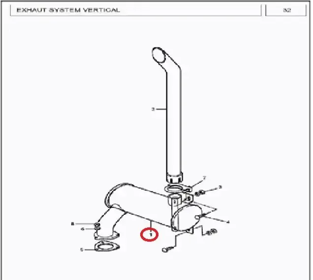 Diagram reference for Millat Massey Ferguson Tractor Spare Part 1 SILENCERASSY 3502080011208001 - Massey Ferguson tractor spare part