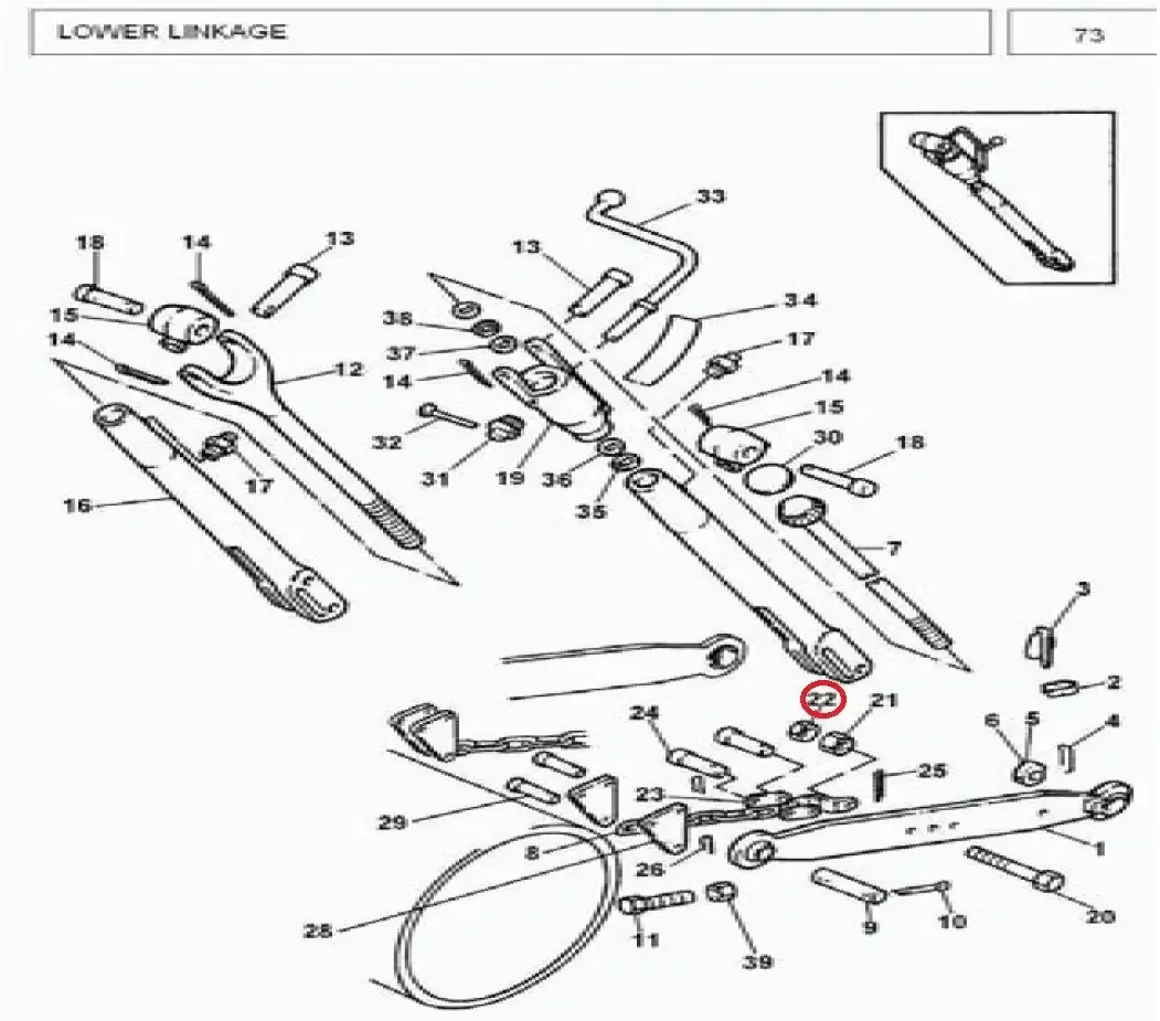 Diagram reference for Millat Massey Ferguson Tractor Spare Part 2 NUT LOCK 3416 LOWERLINK 2603852531321253132 - Massey Ferguson tractor spare part