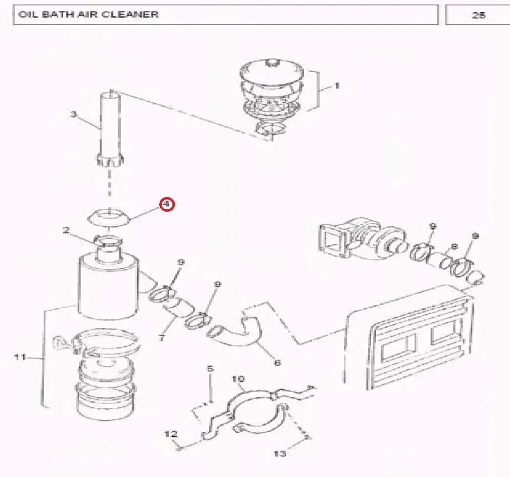 Diagram reference for Millat Massey Ferguson Tractor Spare Part 2 RUBBERCOLLERPRECLEANER 4550021455002 - Massey Ferguson tractor spare part