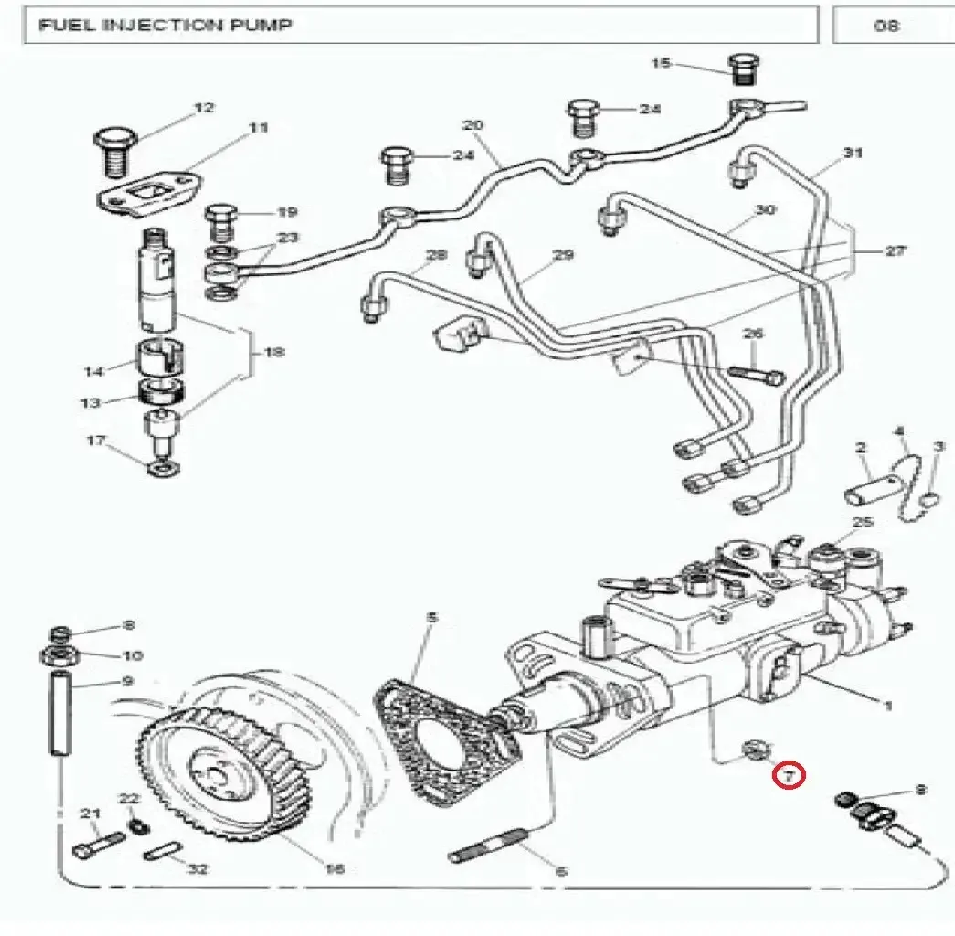 Diagram reference for Millat Massey Ferguson Tractor Spare Part 7 NUT SCREW TIMINGCASE 38518302712318 A 603 - Massey Ferguson tractor spare part