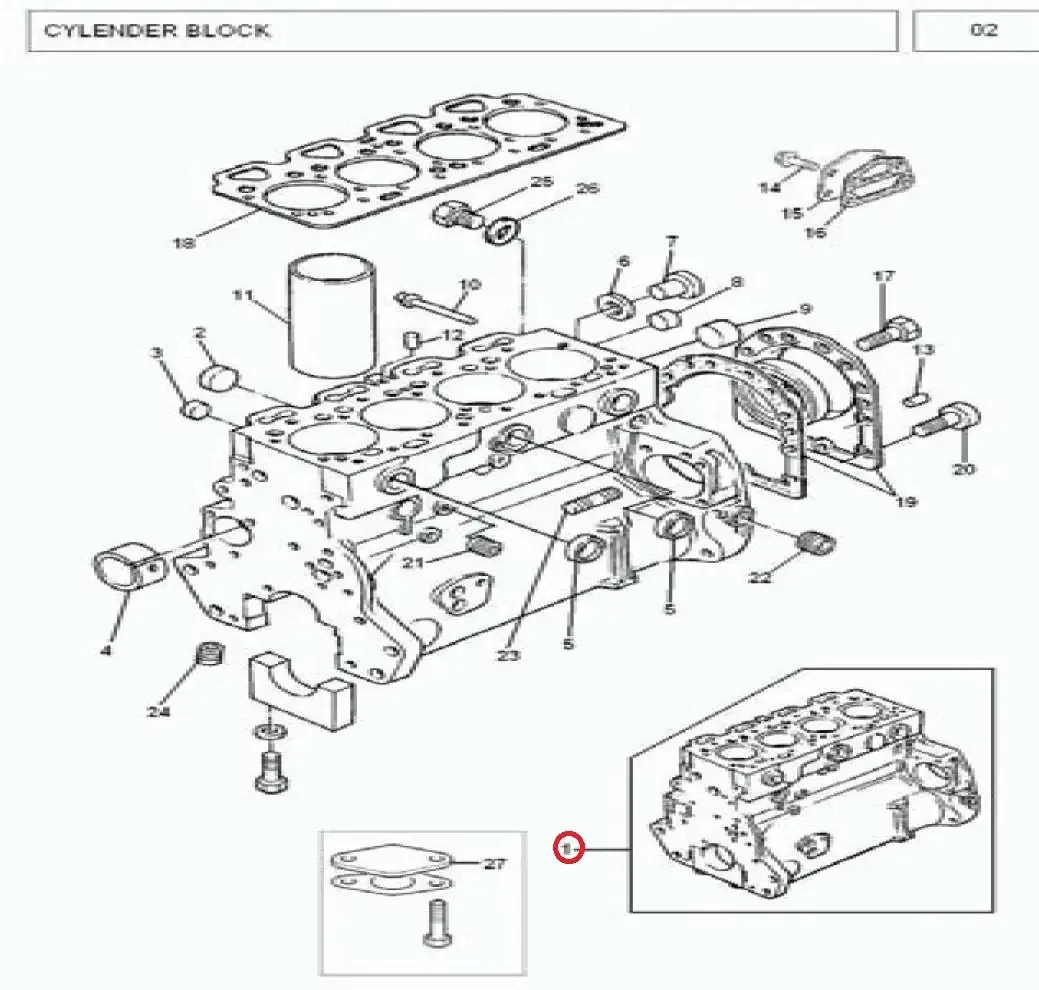 Diagram reference for Millat Massey Ferguson Tractor Spare Part 4 CYLDBLOCK 3851833141183314 - Massey Ferguson tractor spare part
