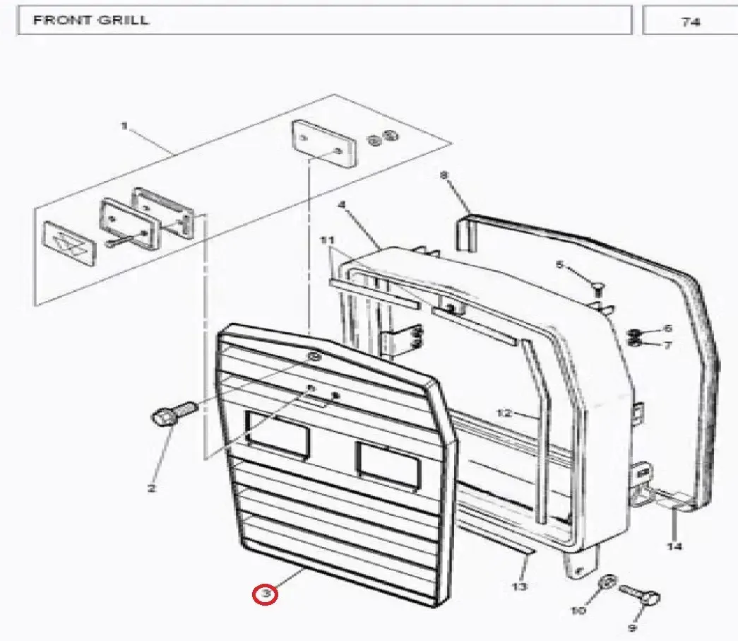 Diagram reference for Millat Massey Ferguson Tractor Spare Part 2 GRILLFRONT 375 NM 23326213701923 - Massey Ferguson tractor spare part