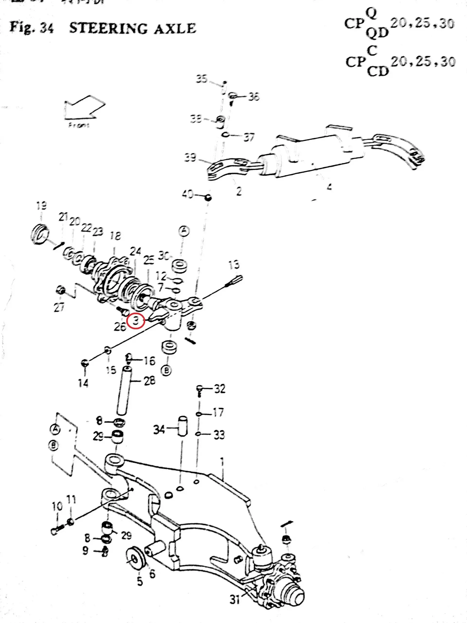 Diagram reference for Millat Massey Ferguson Tractor Spare Part 7 STEE RING KNUCKLE 1610278 A 21 B 430701 H - Massey Ferguson tractor spare part