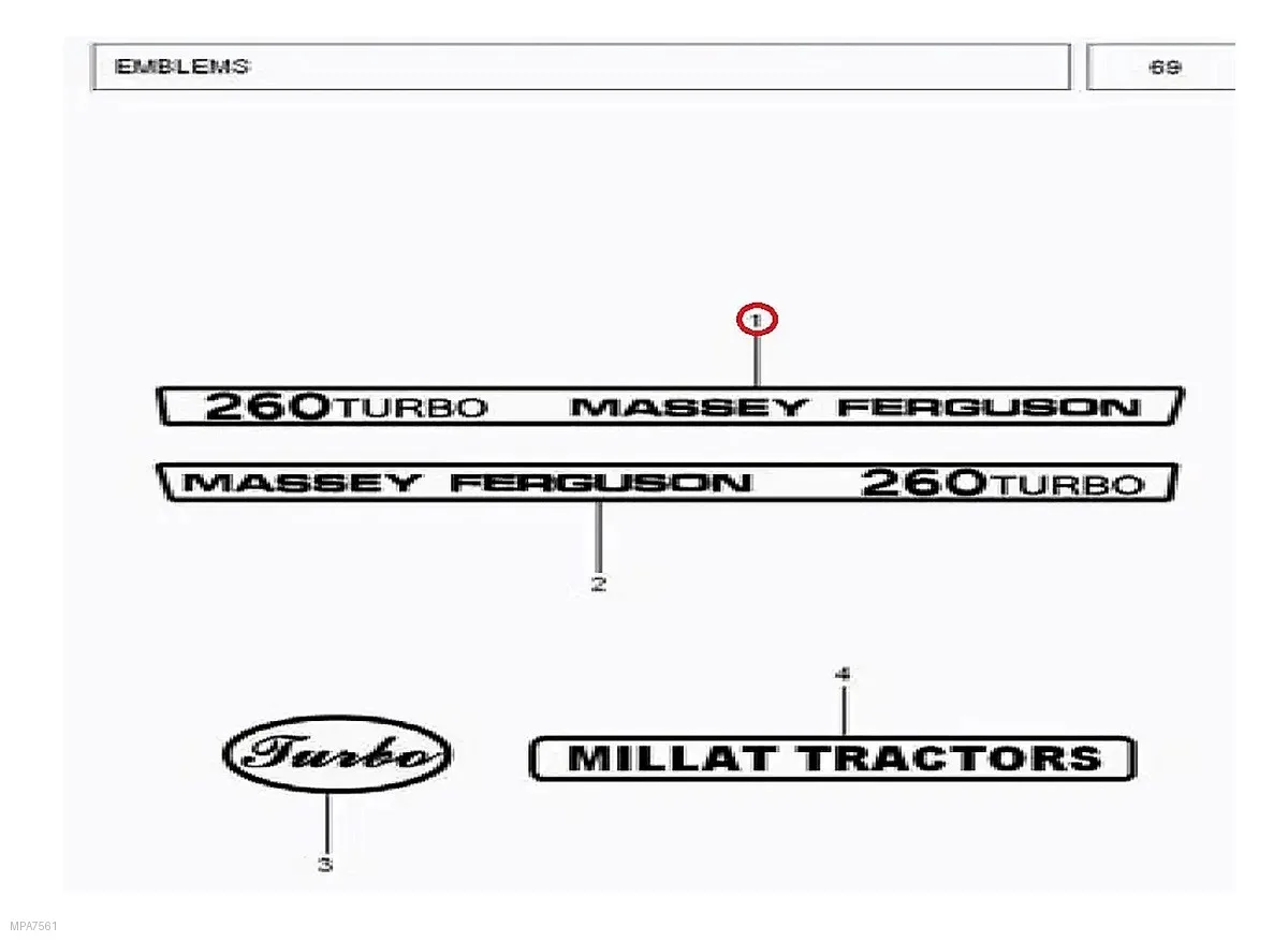 Millat Massey Ferguson Tractor Spare Part 2 EMBLEM MF 260 3350021335002 - Massey Ferguson tractor spare part