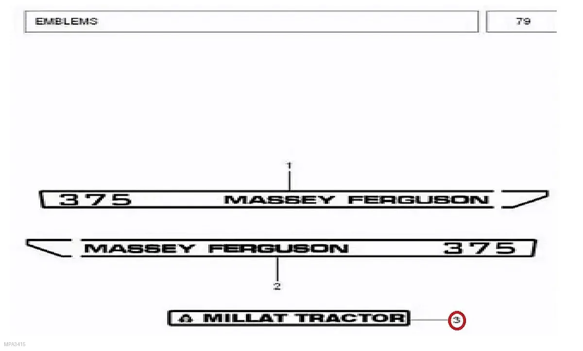 Millat Massey Ferguson Tractor Spare Part EMBLEMMILLATCOMMON 33803133803 - Massey Ferguson tractor spare part