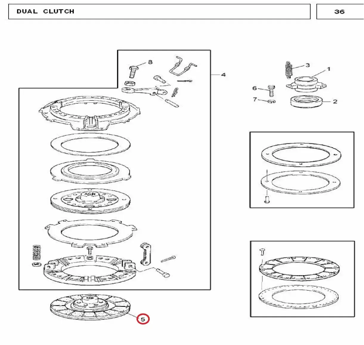 Diagram reference for Millat Massey Ferguson Tractor Spare Part PLATE CLUTCH MF 240 460351887889 - Massey Ferguson tractor spare part