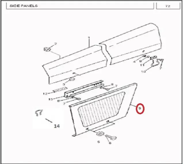 Diagram reference for Millat Massey Ferguson Tractor Spare Part 5 SIDEGRILLRH MF 350 2380251238009 F - Massey Ferguson tractor spare part