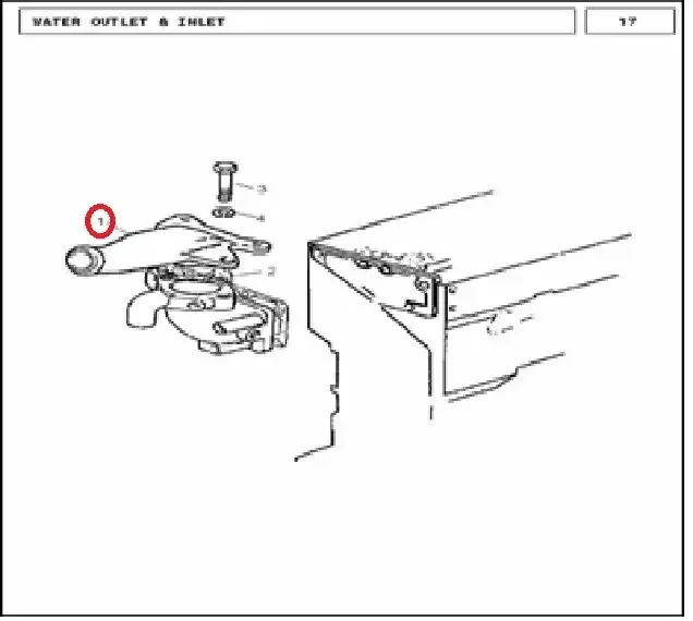 Diagram reference for Millat Massey Ferguson Tractor Spare Part 1 WATEROUTLET 1880011188001 - Massey Ferguson tractor spare part