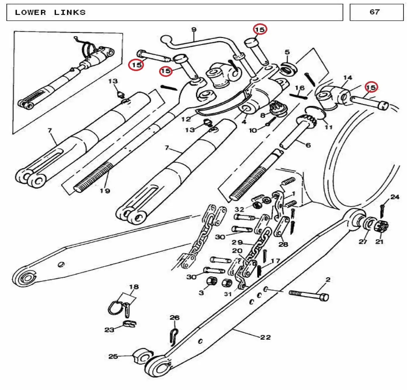Diagram reference for Millat Massey Ferguson Tractor Spare Part PIN CLEVIS 250181376399 - Massey Ferguson tractor spare part