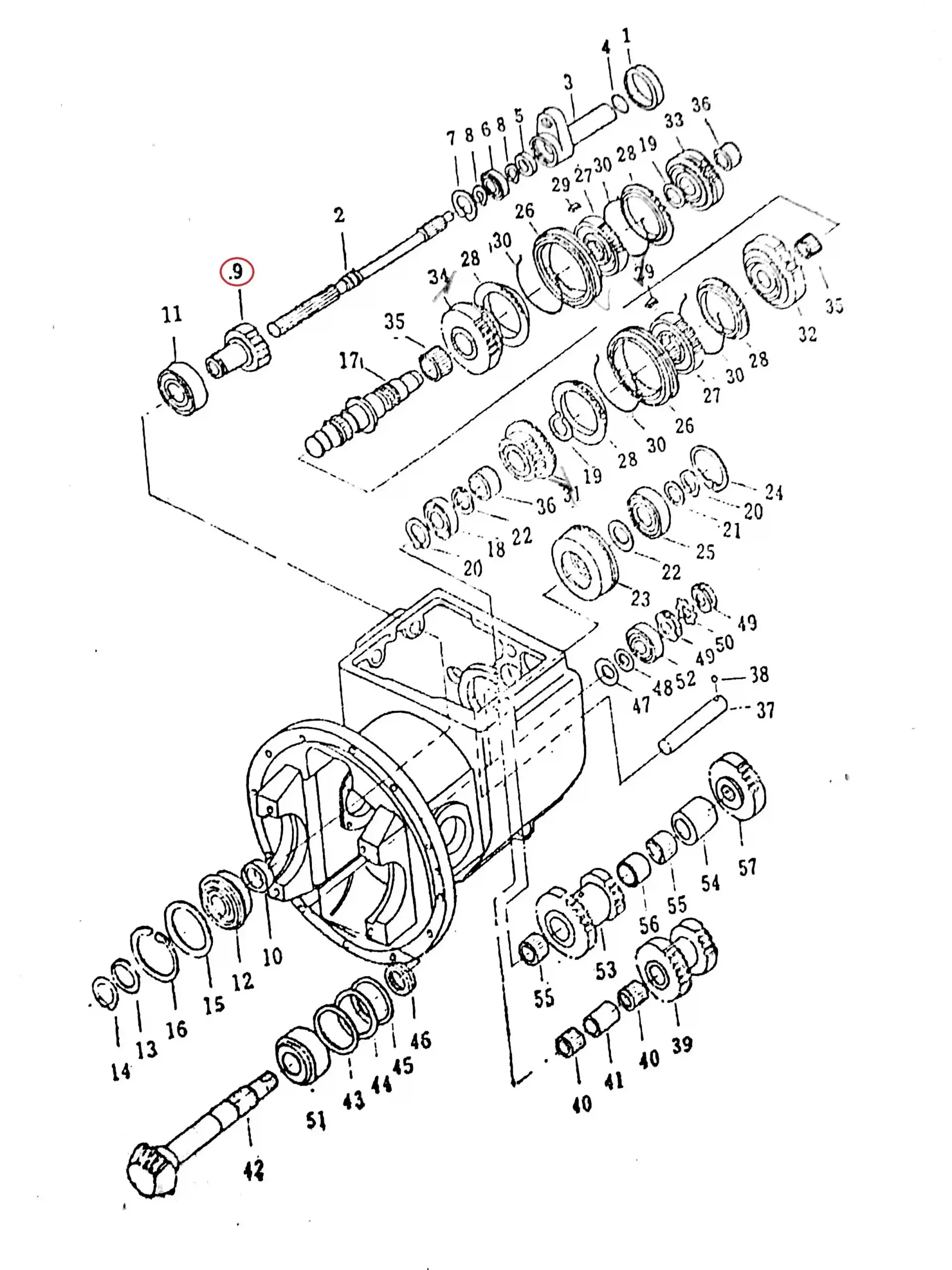 Diagram reference for Millat Massey Ferguson Tractor Spare Part 6 GEAR INPUT 12102681200342111 H - Massey Ferguson tractor spare part