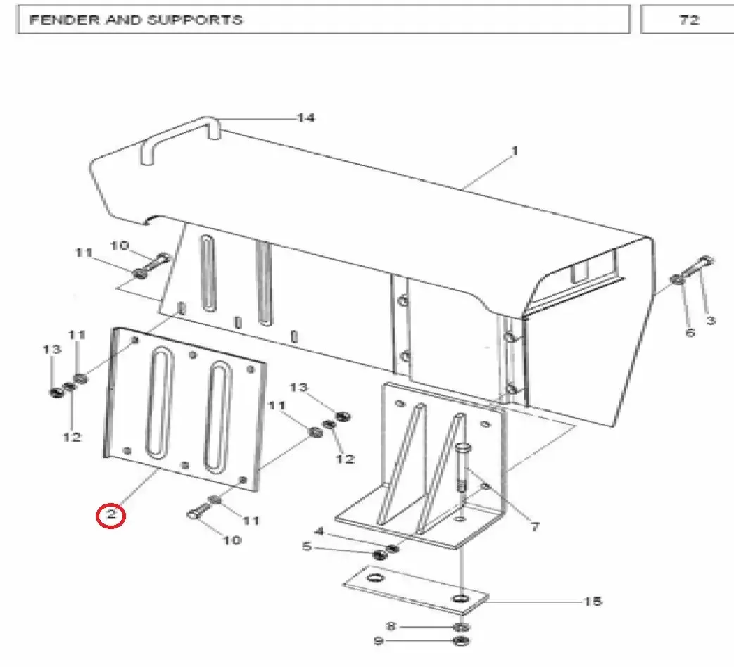 Diagram reference for Millat Massey Ferguson Tractor Spare Part PLATE FENDERLH MF 240 26035036034309134168 F - Massey Ferguson tractor spare part