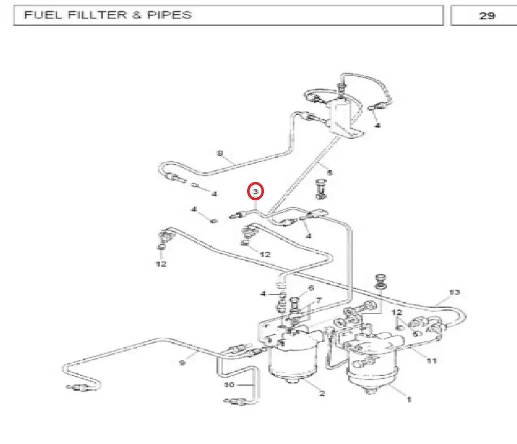 Diagram reference for Millat Massey Ferguson Tractor Spare Part PIPE BOTLE 19067119067 S 1 - Massey Ferguson tractor spare part