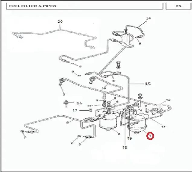 Diagram reference for Millat Massey Ferguson Tractor Spare Part 1 FILTER ASSYFUEL 19350111692890 - Massey Ferguson tractor spare part