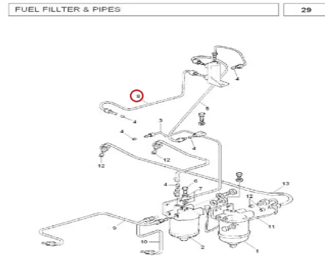 Diagram reference for Millat Massey Ferguson Tractor Spare Part PIPE HEATER 19066119066 S 1 - Massey Ferguson tractor spare part