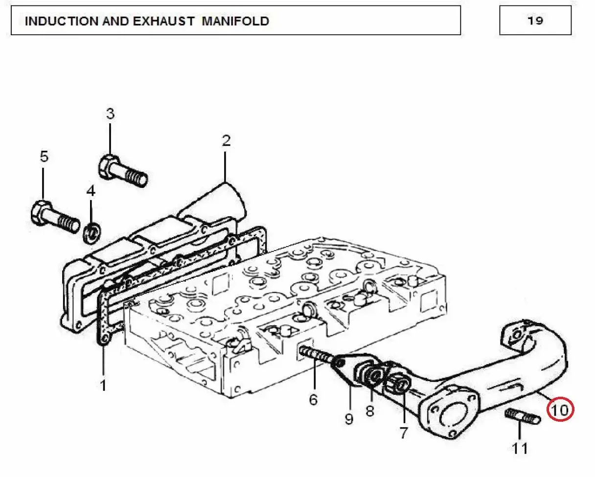 Diagram reference for Millat Massey Ferguson Tractor Spare Part MANIFOLDEXHAUST 35018214118214 S 1 - Massey Ferguson tractor spare part