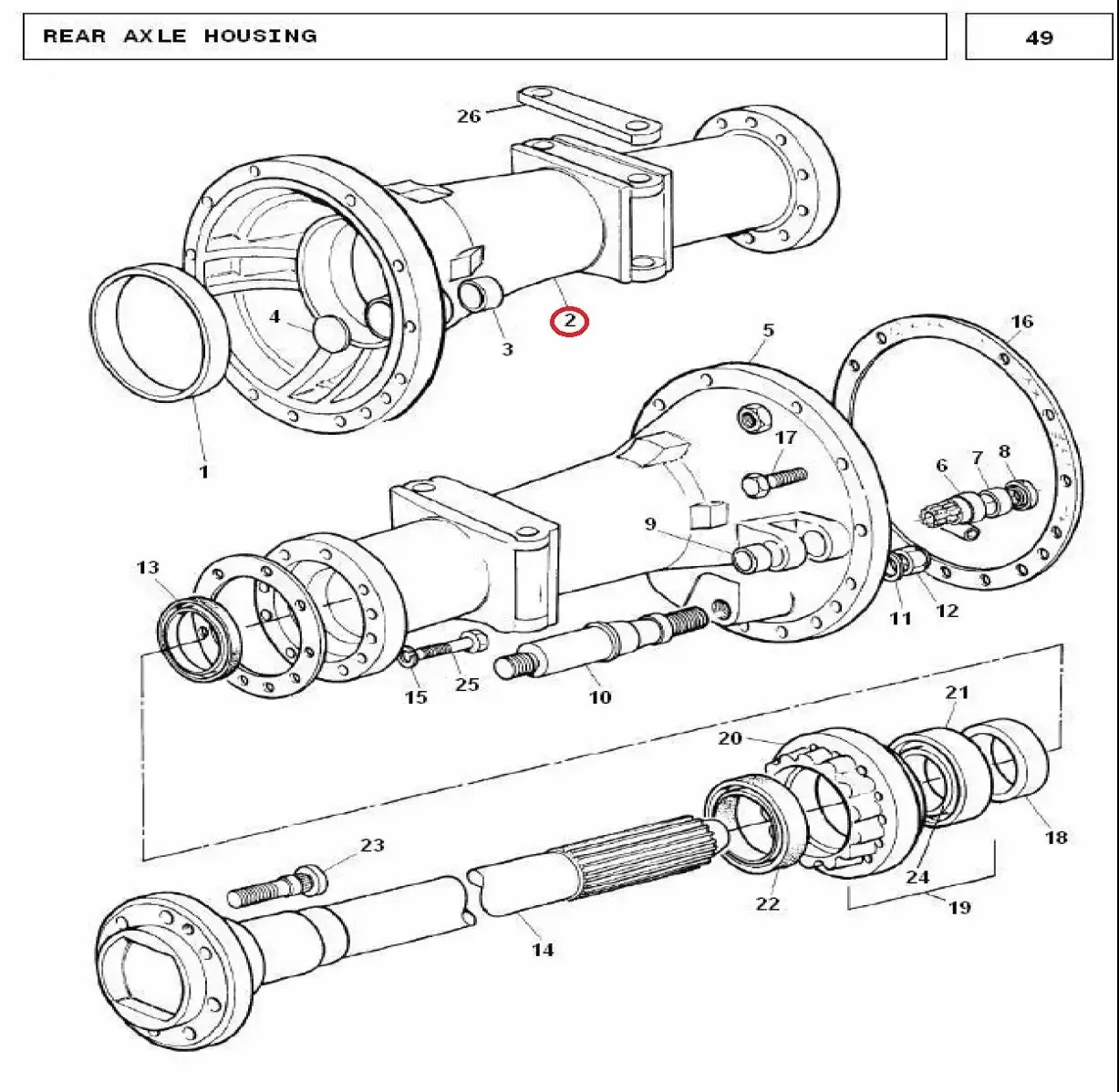 Diagram reference for Millat Massey Ferguson Tractor Spare Part LH HOUSING AXLE MF 240 100701897030 - Massey Ferguson tractor spare part