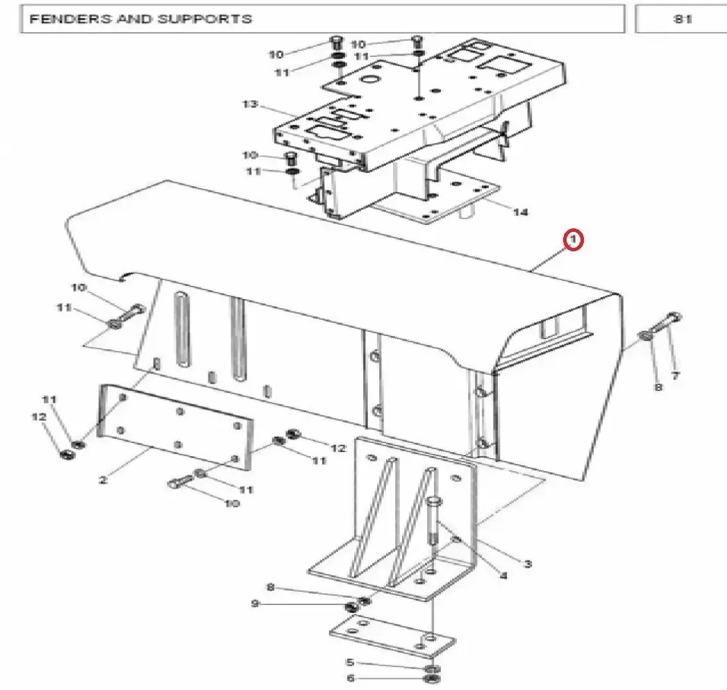 Diagram reference for Millat Massey Ferguson Tractor Spare Part 3 FENDERRHWITHMULTIPLEHOLES 34305316249373 - Massey Ferguson tractor spare part
