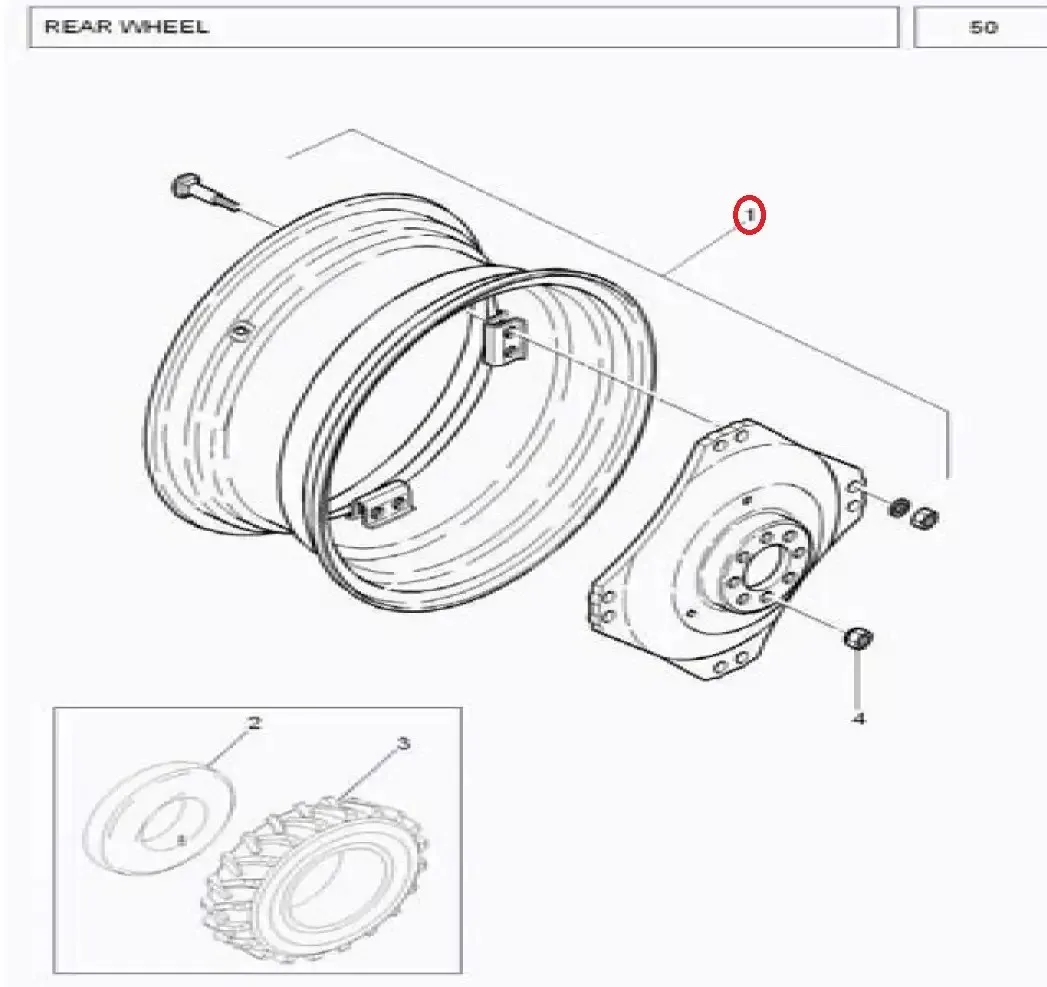 Diagram reference for Millat Massey Ferguson Tractor Spare Part 4 REARRIM 2601550041155004 - Massey Ferguson tractor spare part