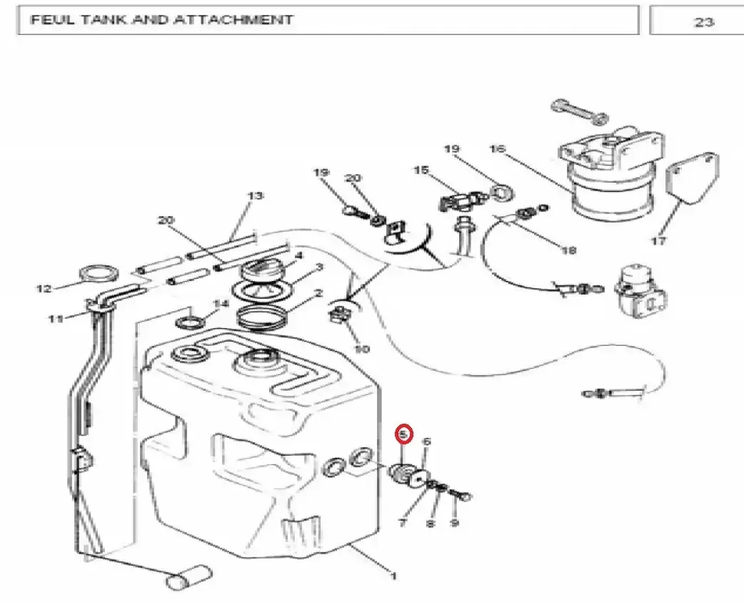 Diagram reference for Millat Massey Ferguson Tractor Spare Part 0 PLUGFUELTANK 38519301011695734 L - Massey Ferguson tractor spare part