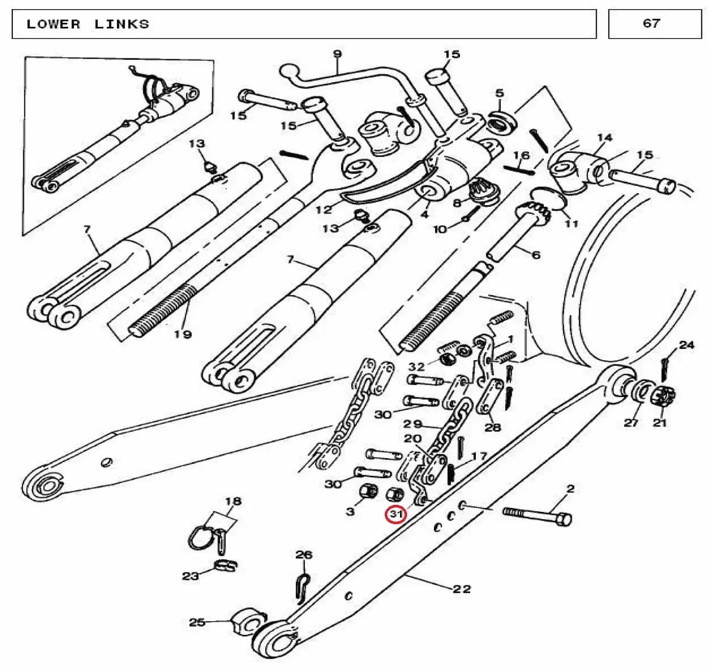 Diagram reference for Millat Massey Ferguson Tractor Spare Part PIN CLEVIS 250471195396 - Massey Ferguson tractor spare part