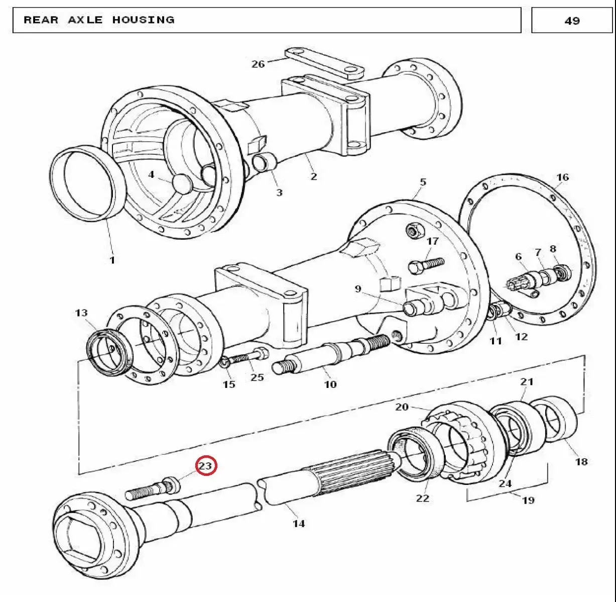 Diagram reference for Millat Massey Ferguson Tractor Spare Part BOLT REAR 101081185400 - Massey Ferguson tractor spare part