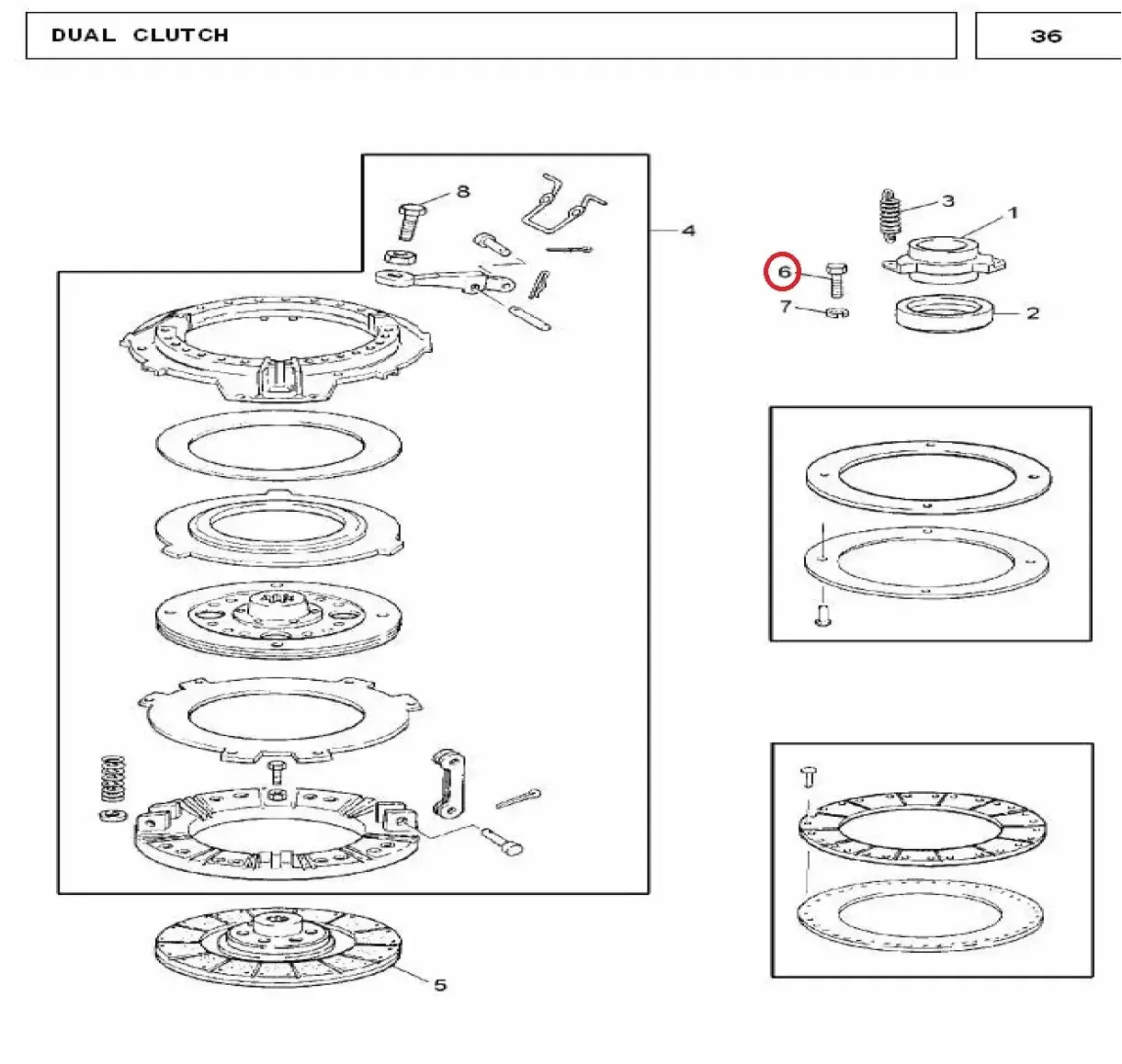 Diagram reference for Millat Massey Ferguson Tractor Spare Part BOLT 51618 CLUTCHCARRIER 46036146036 - Massey Ferguson tractor spare part