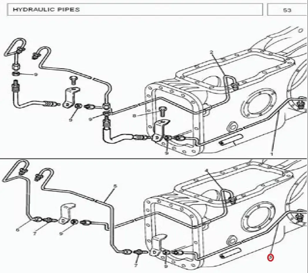 Diagram reference for Millat Massey Ferguson Tractor Spare Part 1 BRAKE PIPE 113151125903 - Massey Ferguson tractor spare part