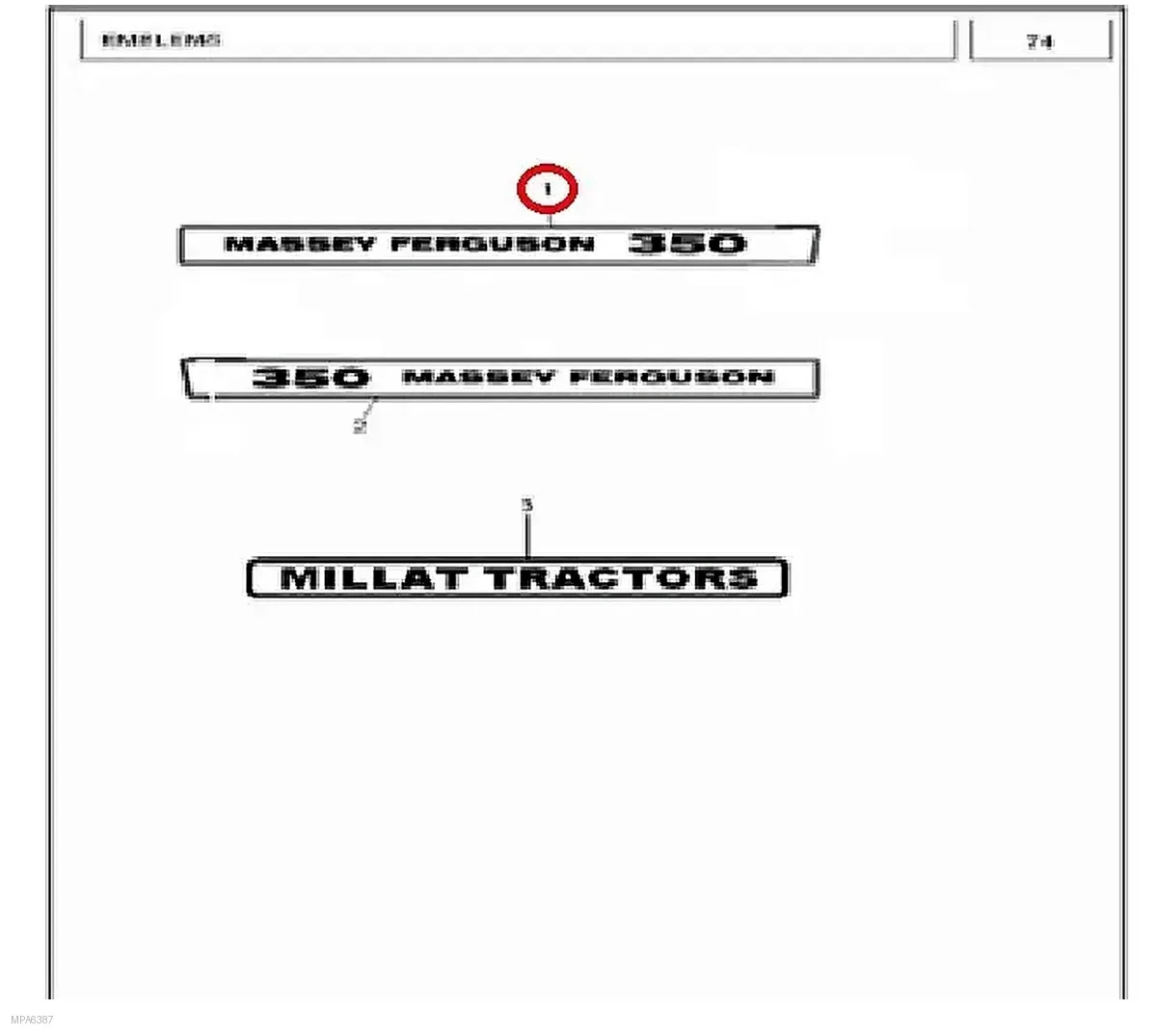 Millat Massey Ferguson Tractor Spare Part 1 EMBLEMSIDEHOODRH MF 350 3380011338001 - Massey Ferguson tractor spare part