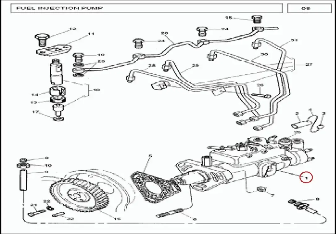 Diagram reference for Millat Massey Ferguson Tractor Spare Part 4 FUELINJECTION PUMP MF 375 WSK 18600411860042643 C 327 - Massey Ferguson tractor spare part