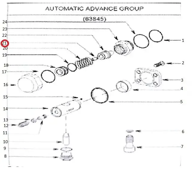 Diagram reference for Millat Massey Ferguson Tractor Spare Part PLUGSPEEDADVANCEADJUSTER 1834211834234245 - Massey Ferguson tractor spare part
