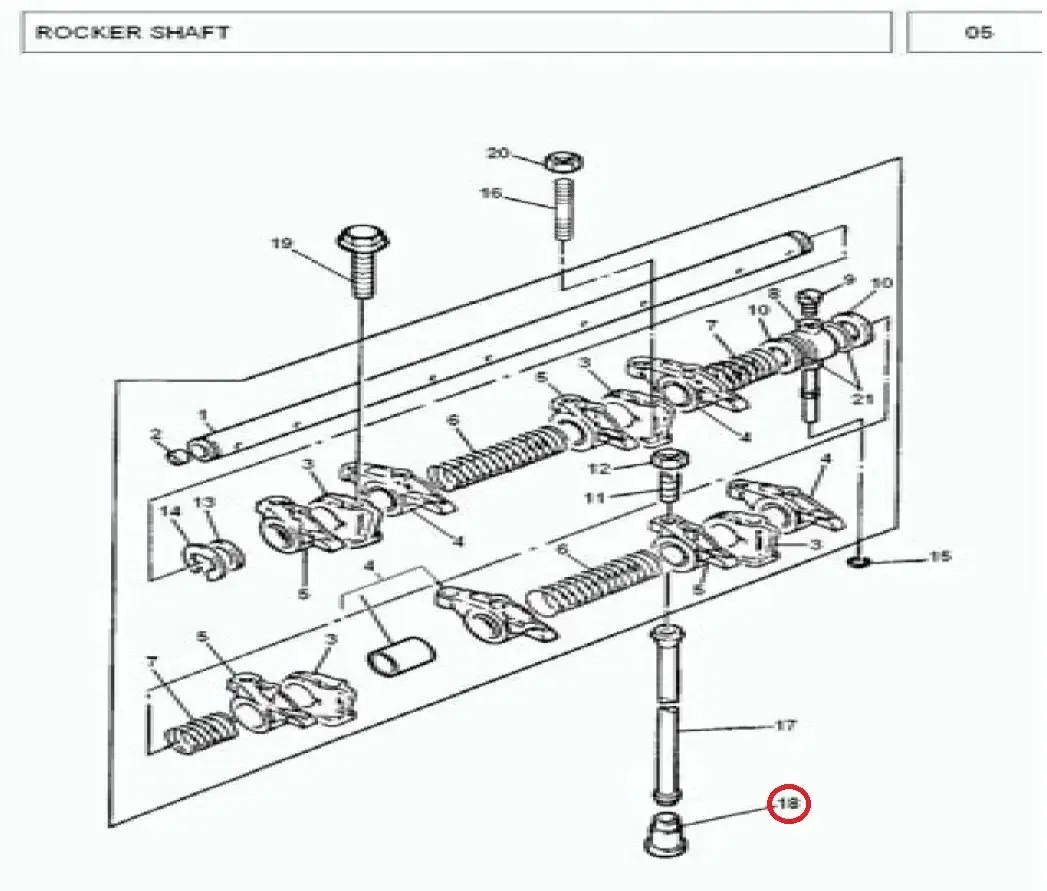 Diagram reference for Millat Massey Ferguson Tractor Spare Part 5 TAPPET 1832251183225 - Massey Ferguson tractor spare part