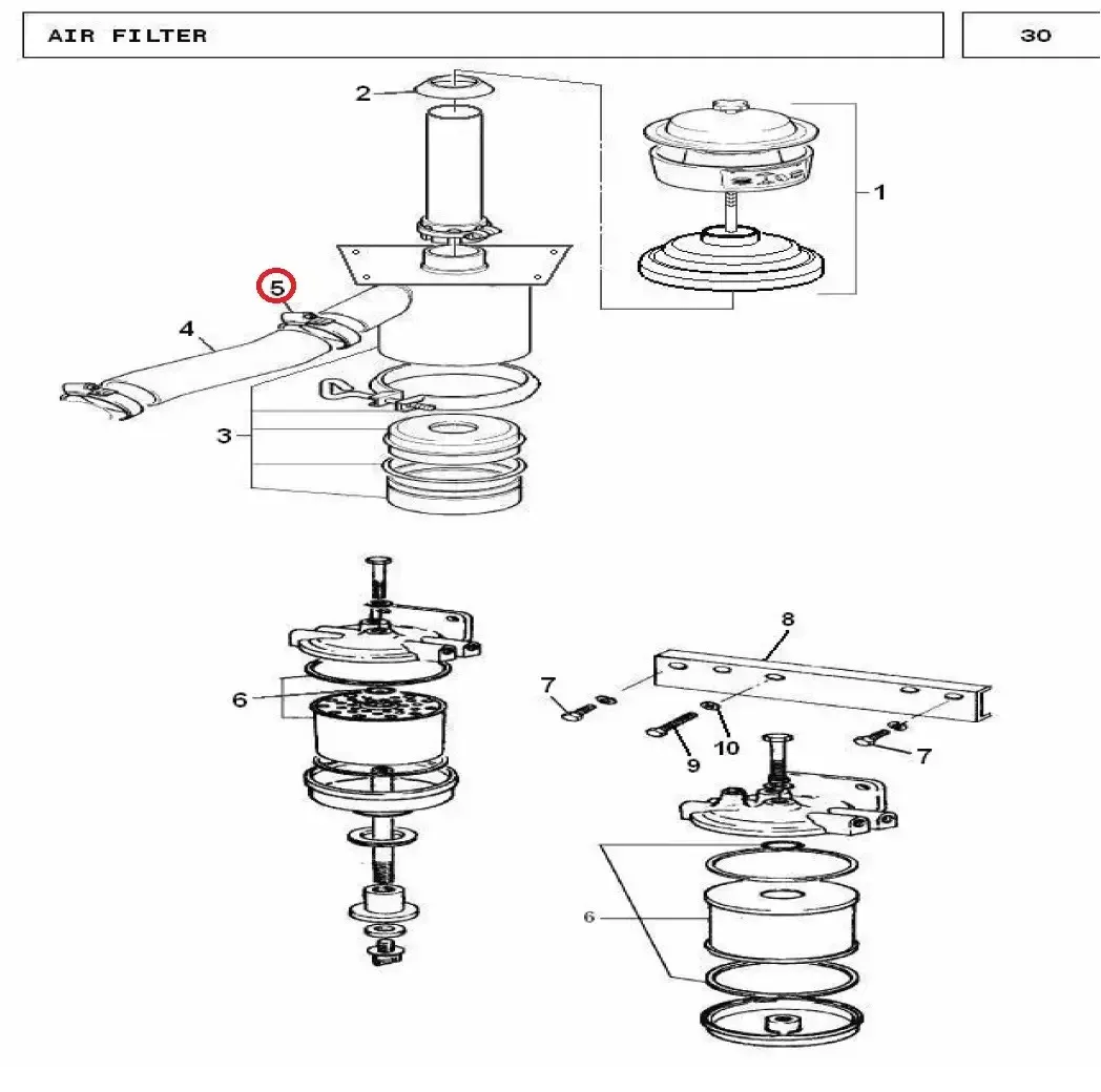 Diagram reference for Millat Massey Ferguson Tractor Spare Part HOSE CLIP 45076845076 - Massey Ferguson tractor spare part