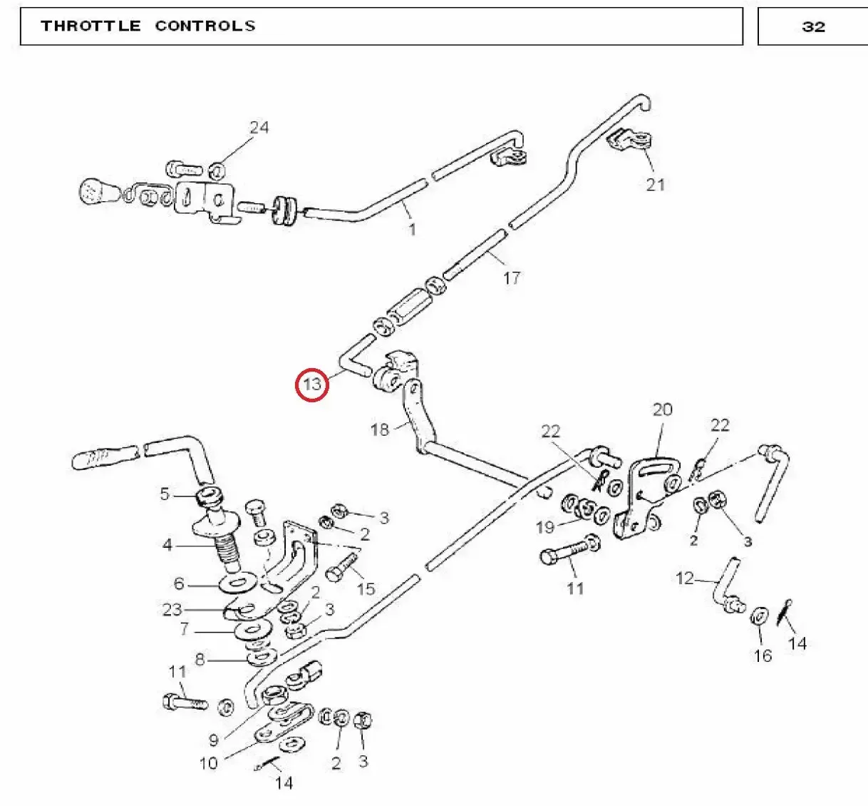 Diagram reference for Millat Massey Ferguson Tractor Spare Part ROD THROTTLECONTROLRH 13094113094 S 1 - Massey Ferguson tractor spare part