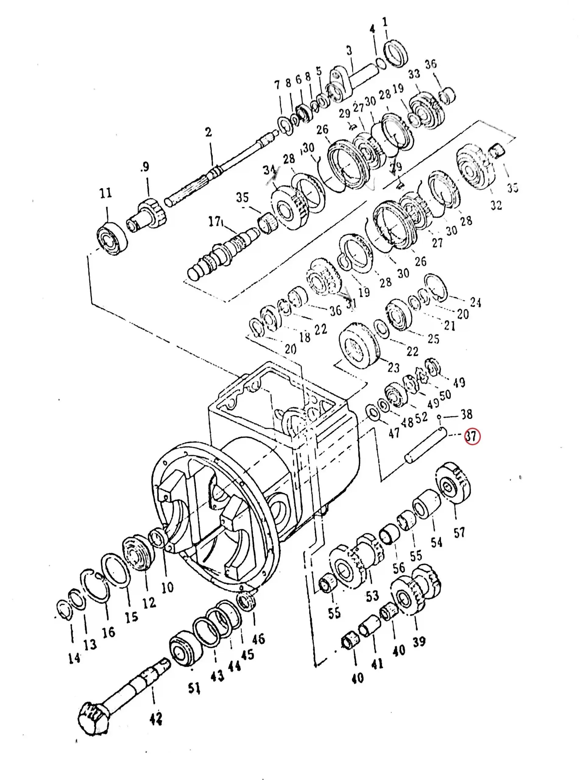 Diagram reference for Millat Massey Ferguson Tractor Spare Part 342261 SHAFT REVERSEIDLE 81200342261 - Massey Ferguson tractor spare part