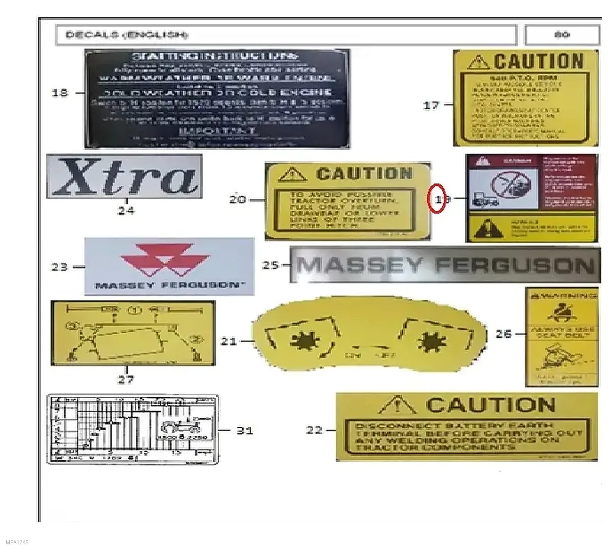 Millat Massey Ferguson Tractor Spare Part DECAL STARTER MOTOR 33053133053 - Massey Ferguson tractor spare part