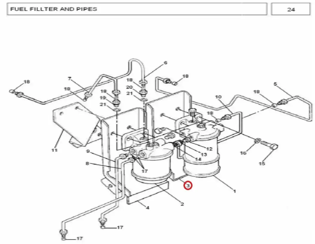 Diagram reference for Millat Massey Ferguson Tractor Spare Part 9 DIPTRAY FUEL FILTER 1930791193079 S 1 - Massey Ferguson tractor spare part
