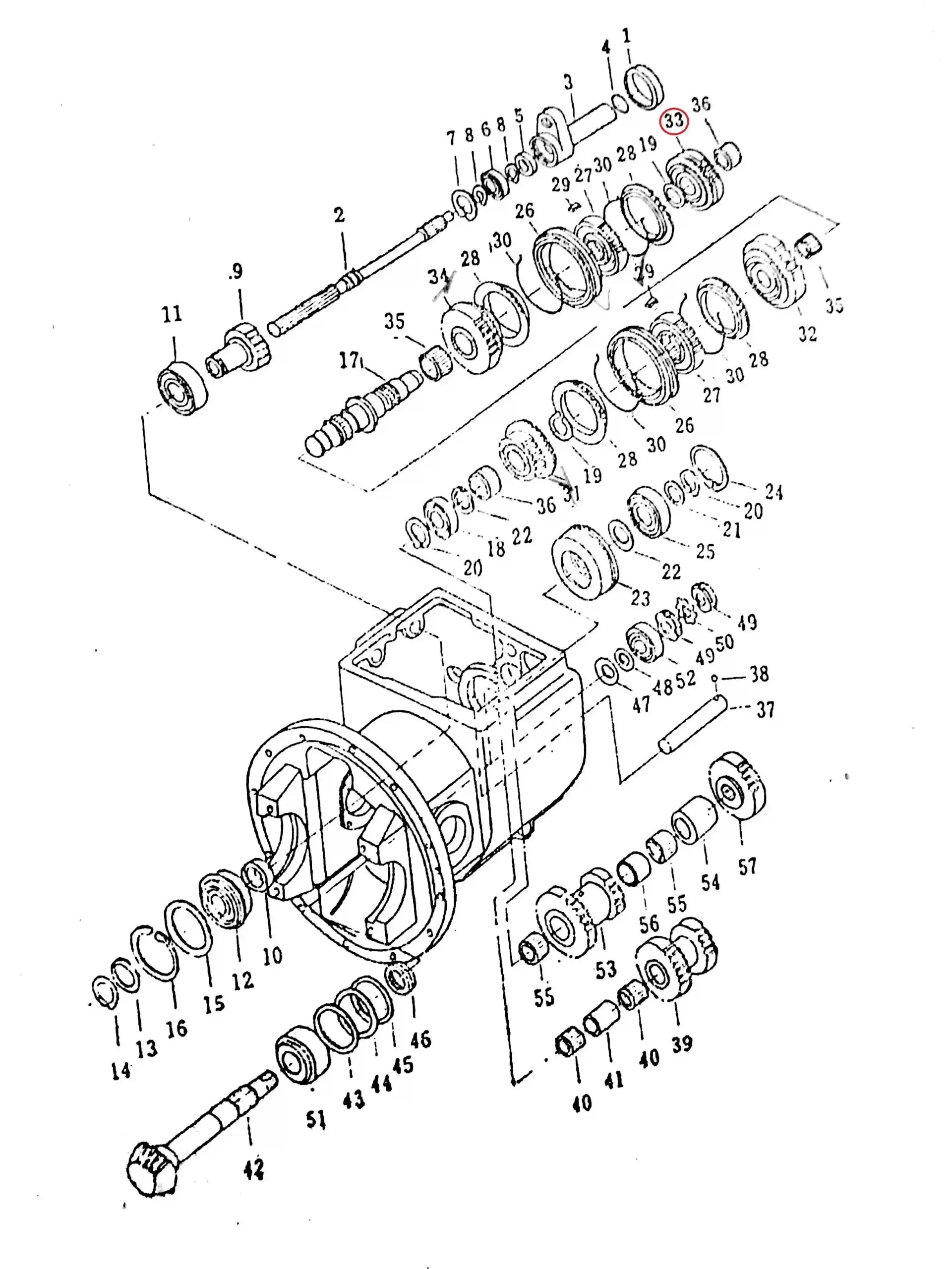 Diagram reference for Millat Massey Ferguson Tractor Spare Part 342051 GEAR FORWARD 81557342051 - Massey Ferguson tractor spare part