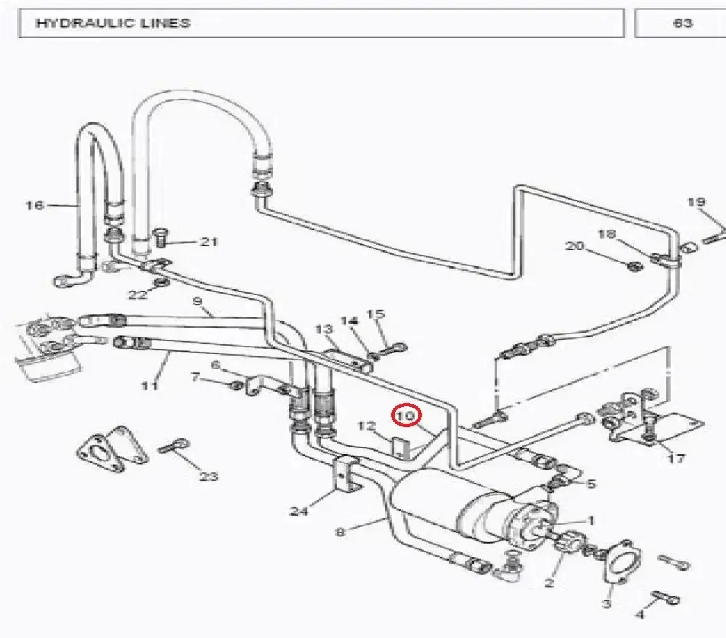 Diagram reference for Millat Massey Ferguson Tractor Spare Part 1 ASSYTUBE 243061125775 L - Massey Ferguson tractor spare part