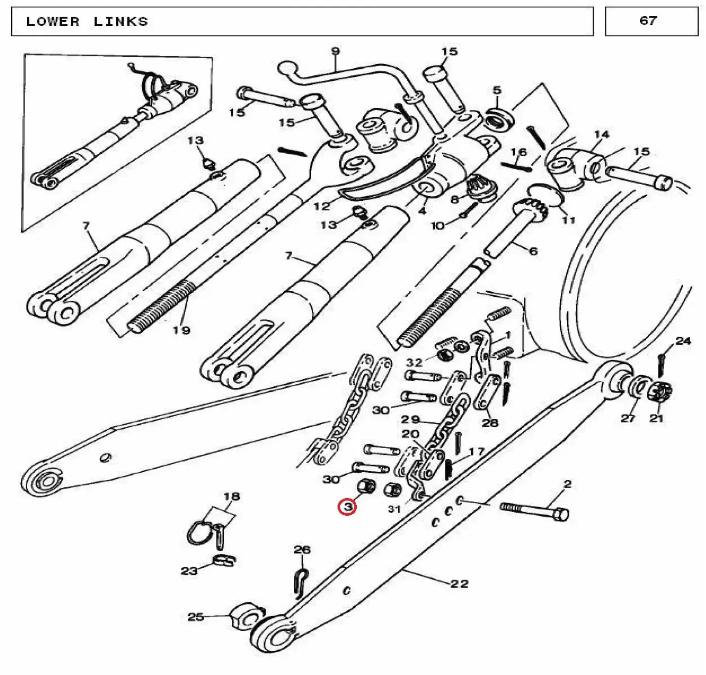 Diagram reference for Millat Massey Ferguson Tractor Spare Part NUT JAM 5818 LOWERLINK 24025141125141 - Massey Ferguson tractor spare part
